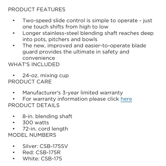 NWT Cuisinart Smart Stick Two Speed Hand Blender. - Picture 6 of 6